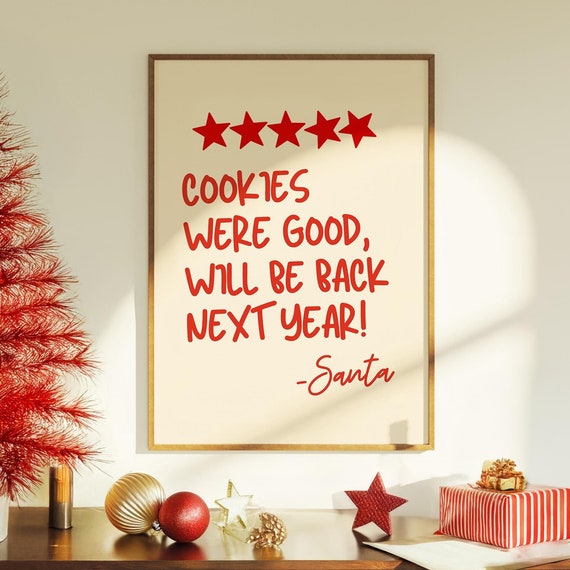 Funny Santa Guest Check Christmas Print Holiday Wall Art