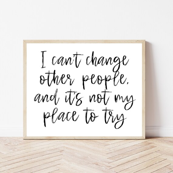 Cant Change Other People Not My Place to Try Brush Script Sign Poster