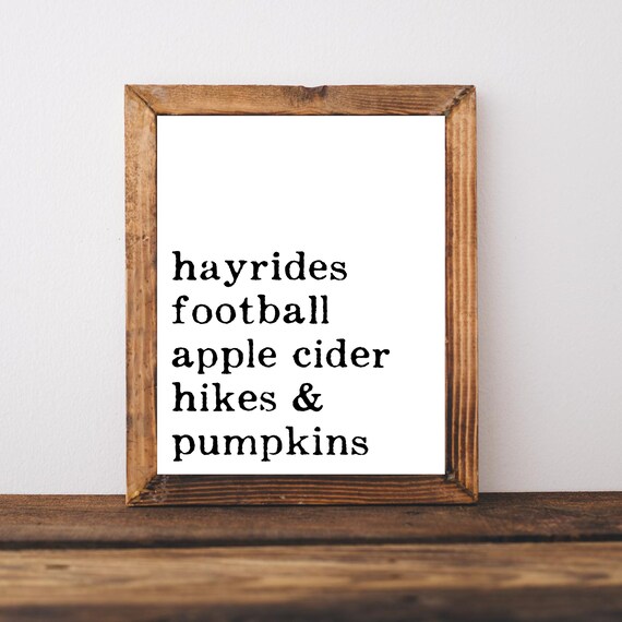Hayrides Football Apple Cider Fall Autumn Season Decor Poster