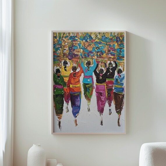 Celebrating Women Colorful Impasto Oil Painting Flower Basket Art Poster