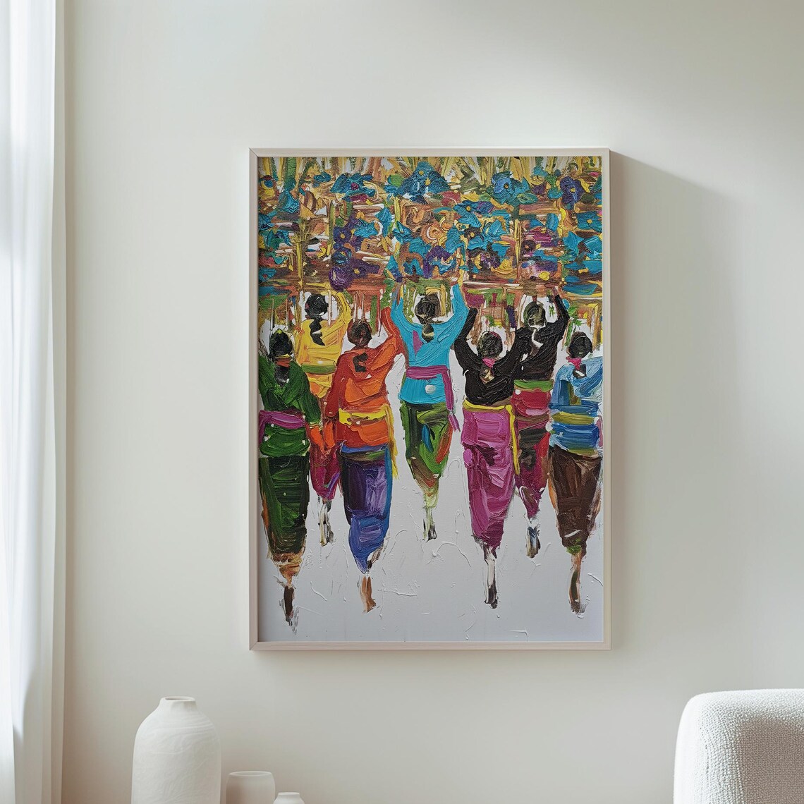 Celebrating Women Colorful Impasto Oil Painting Flower Basket Art Poster