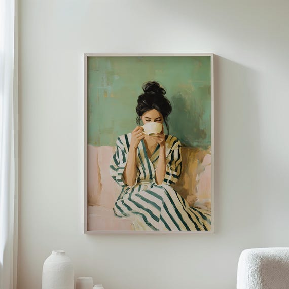 Relaxed Morning Moment Wall Art Warm Tea Cozy Home Decor Instant Tranquil For Living Room