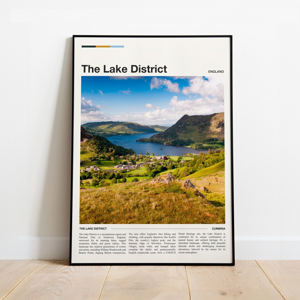 The Lake District England Cumbria Green Valley Lake Travel Poster