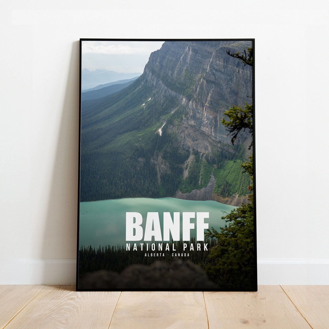 Banff National Park Alberta Canada Turquoise Lake Mountain Poster