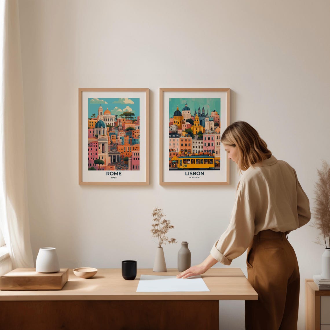 Rome Italy Travel Poster With Colorful Hillside Palazzi Cityscape - Image 2