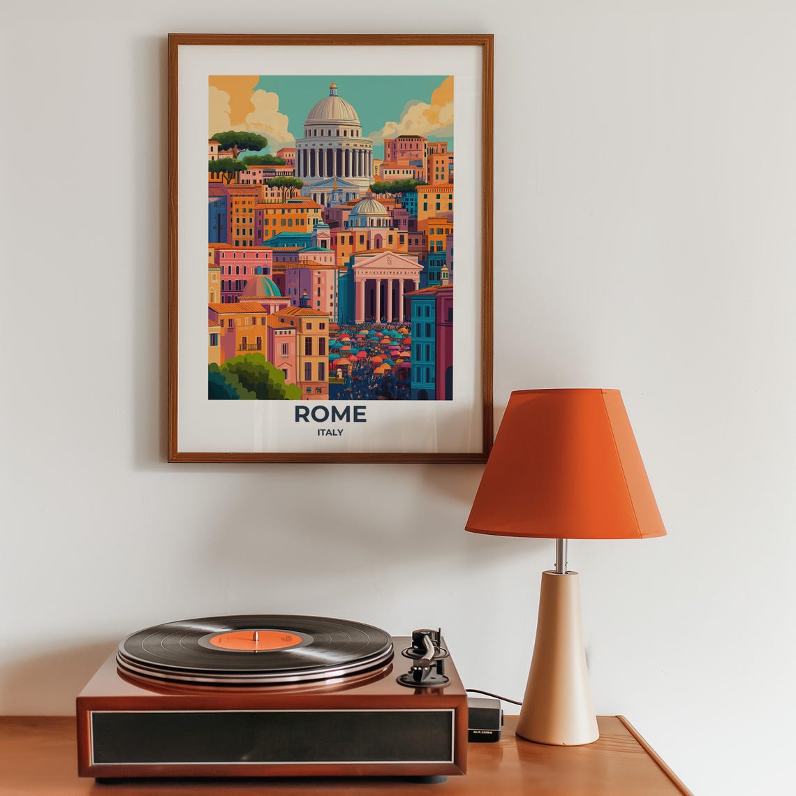 Rome Colorful Skyline Domed Basilica Market Umbrellas Italy Poster - Image 4