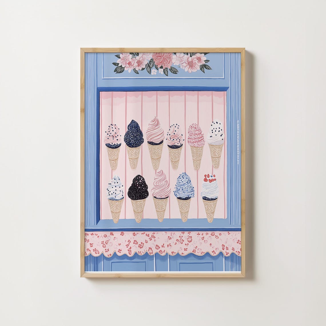 Pastel Ice Cream Cone Display In A Blue Parisian Shop Window Poster - Image 4
