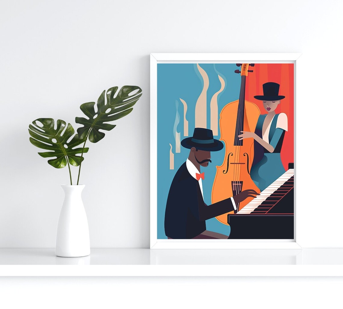Man Playing Piano Painting, Music Wall Art Print
