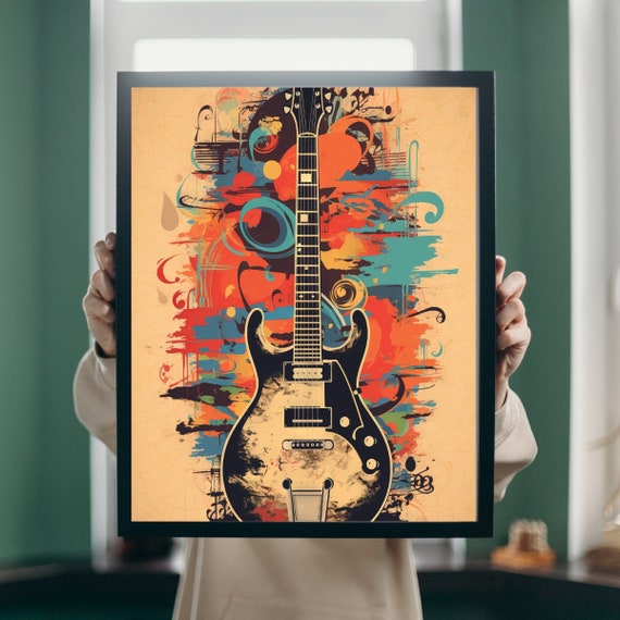 Abstract Guitar Wall Art Music Instrument Print Modern Minimalist Decor