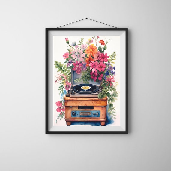Retro Vinyl Poster Reatro Player Music Vintage Illustration Wall Decor Disc