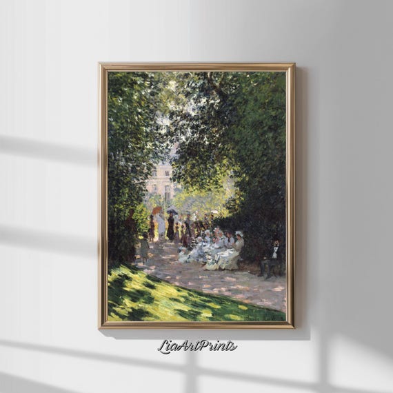 Serene Impressionist Garden Path Monet Inspired Wall Art Vintage Nature Scene Home Decor