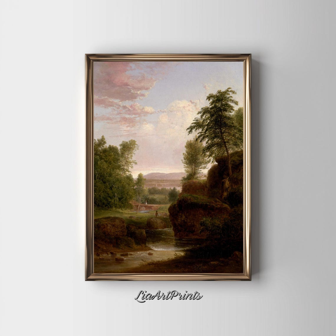 Peaceful Countryside Stream Wall Art Vintage Pastoral Landscape Print Rustic Nature Decor - Image 2
