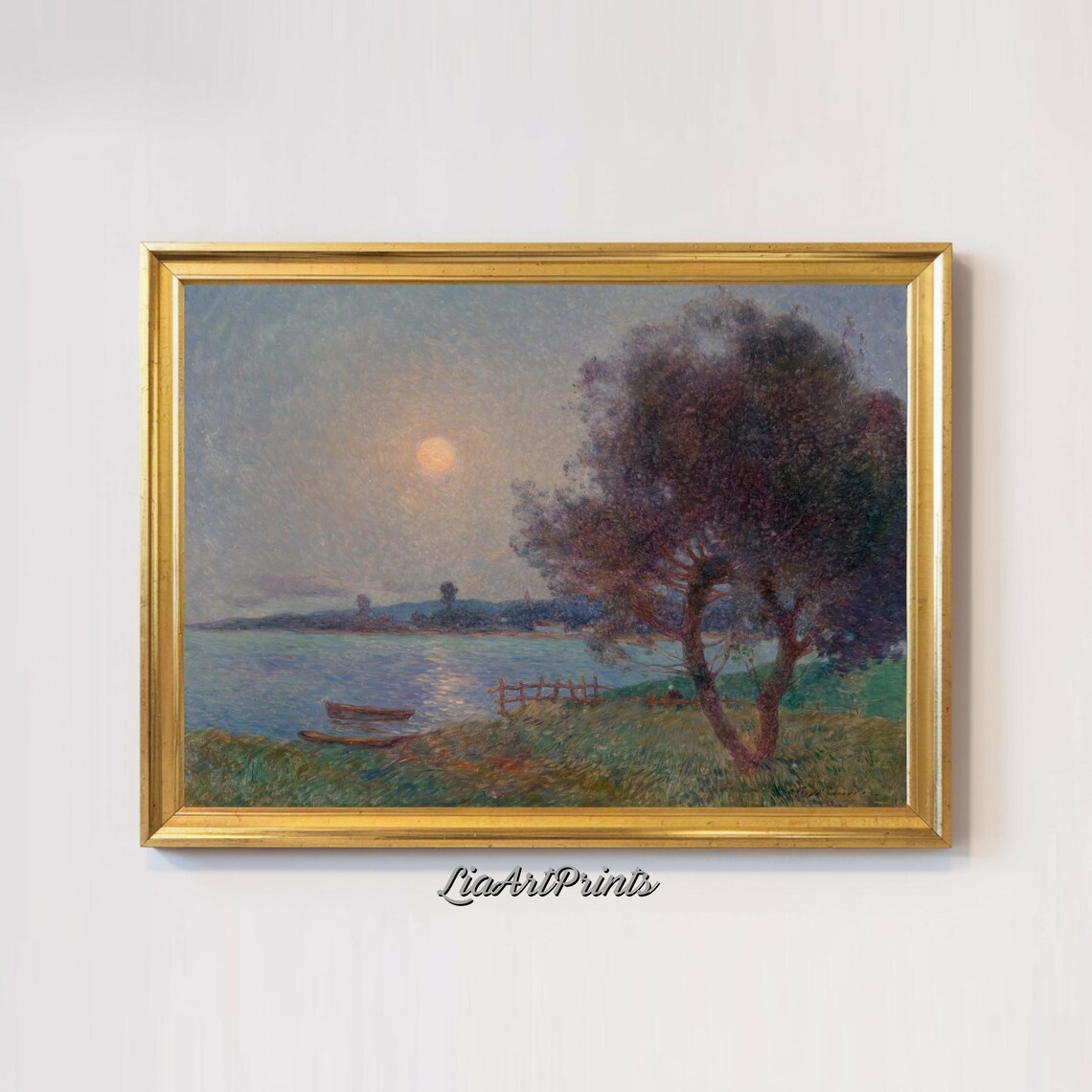 Tranquil Moonlit Landscape, Serene Evening Art Print - Image 3