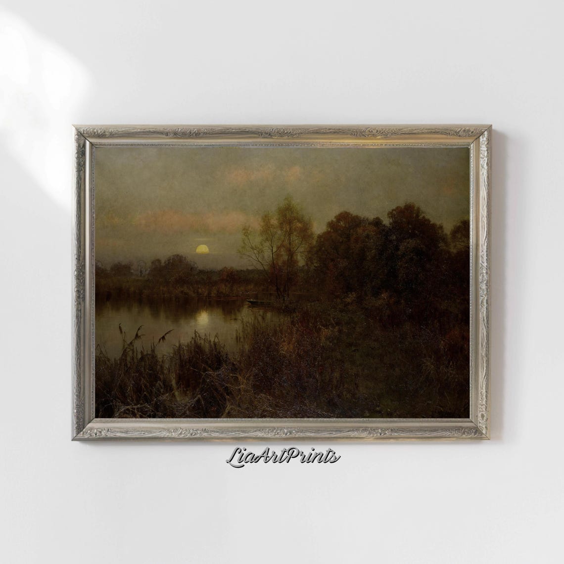 Twilight Landscape Art Serene Sunset Wall Print Moody Nature Decor Peaceful Lakeside Artwork - Image 4