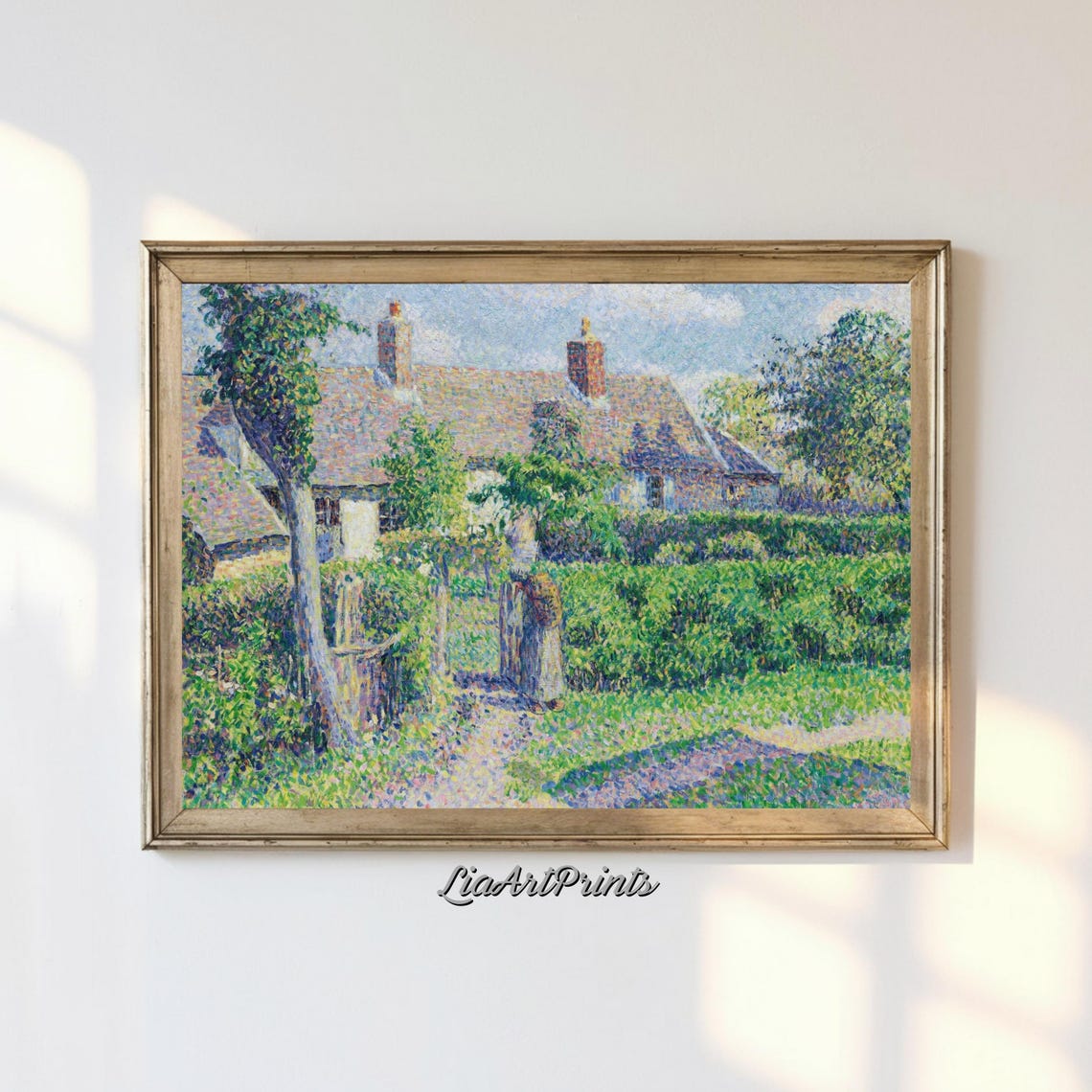 Impressionist Cottage Garden Path Sunlit Rustic Home Decor Poster
