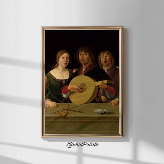 Lorenzo Costa A Concert Renaissance Lute Trio Musician Painting Classic Poster