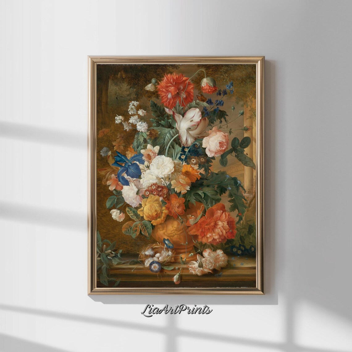 Baroque Floral Bouquet Roses Peonies Poppies Vintage Still Life Poster