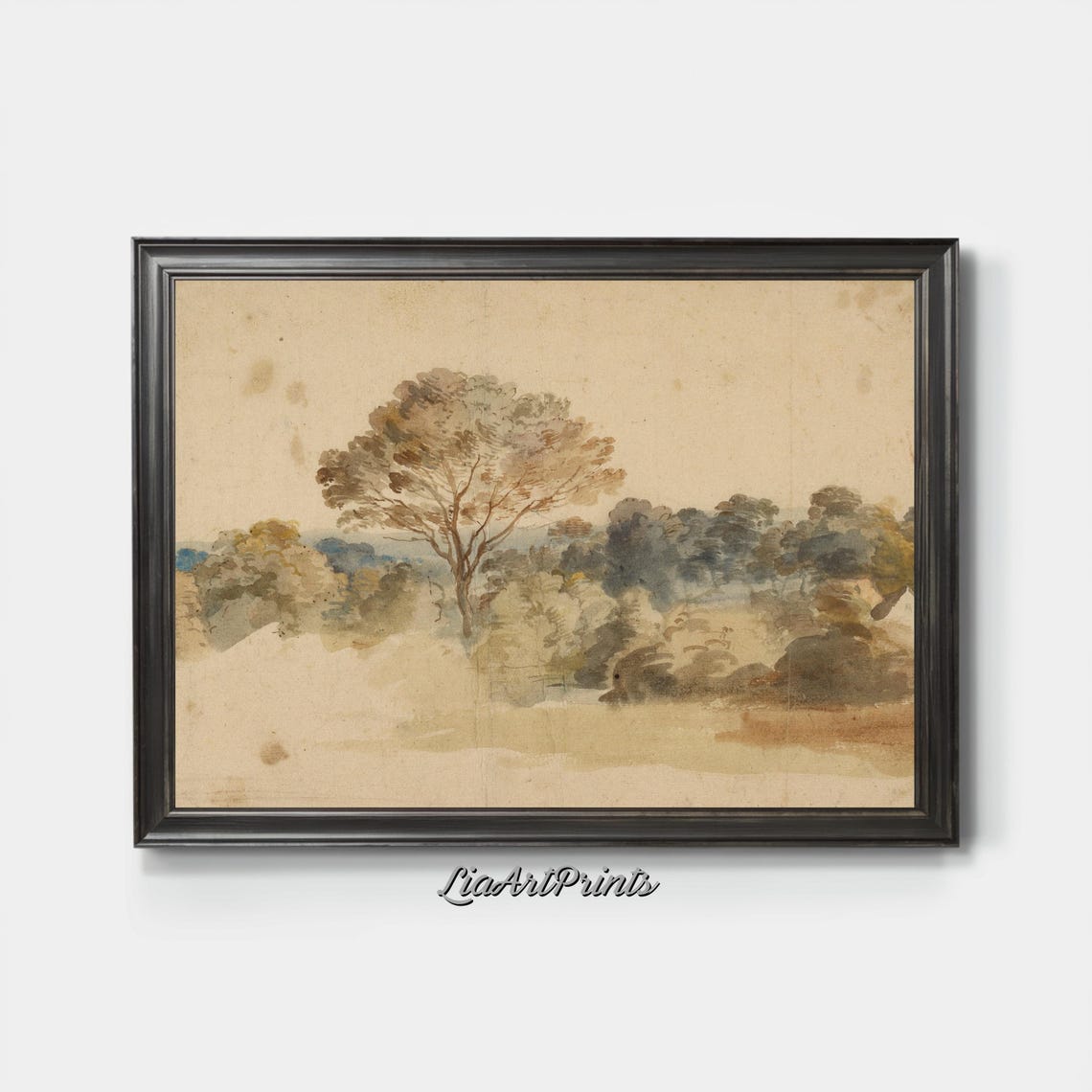 Minimalist Countryside Landscape Wall Art Serene Tree And Open Field Artwork For Tranquil Home Decor - Image 3