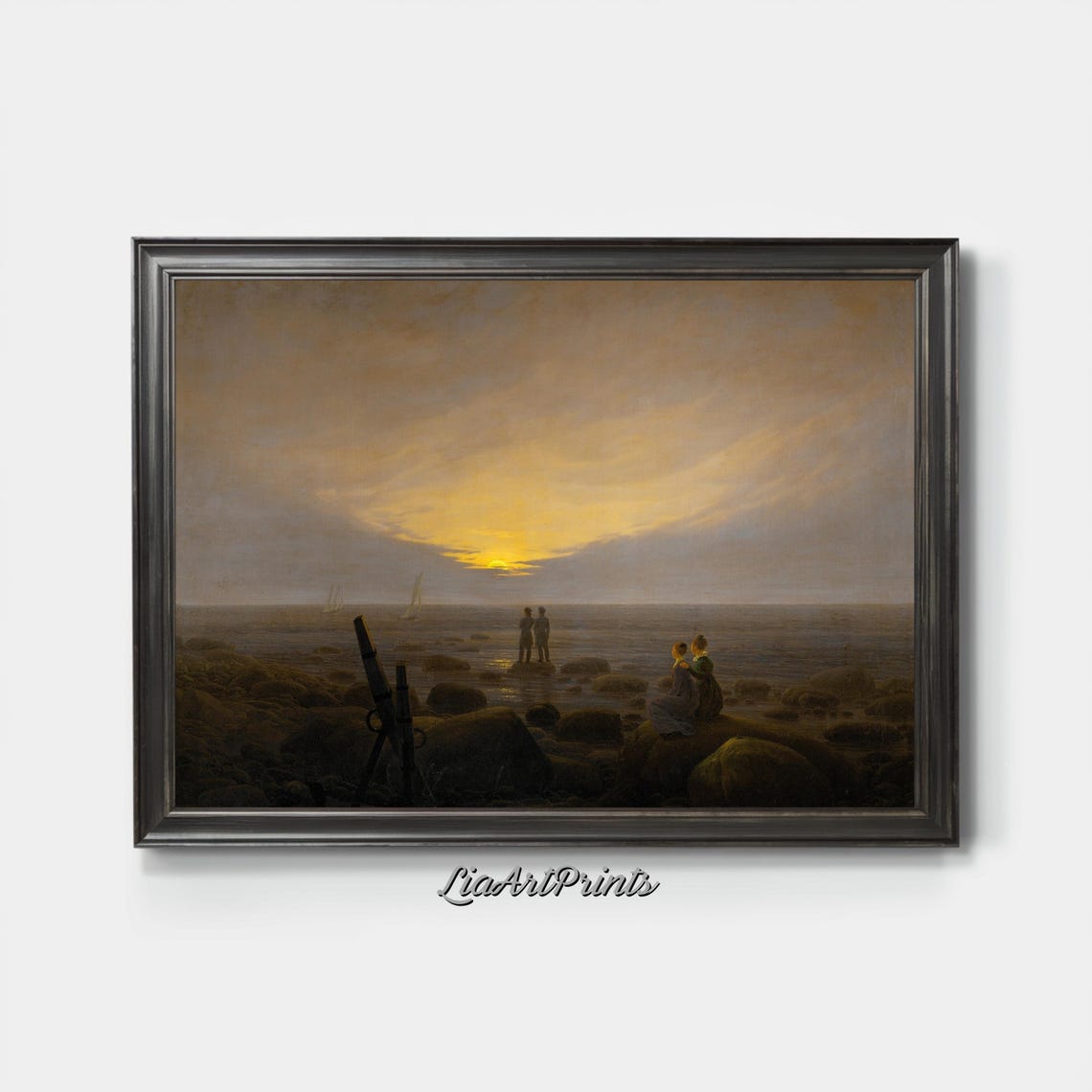 Caspar David Friedrich Moonrise Over the Sea Romantic Poster - Image 3