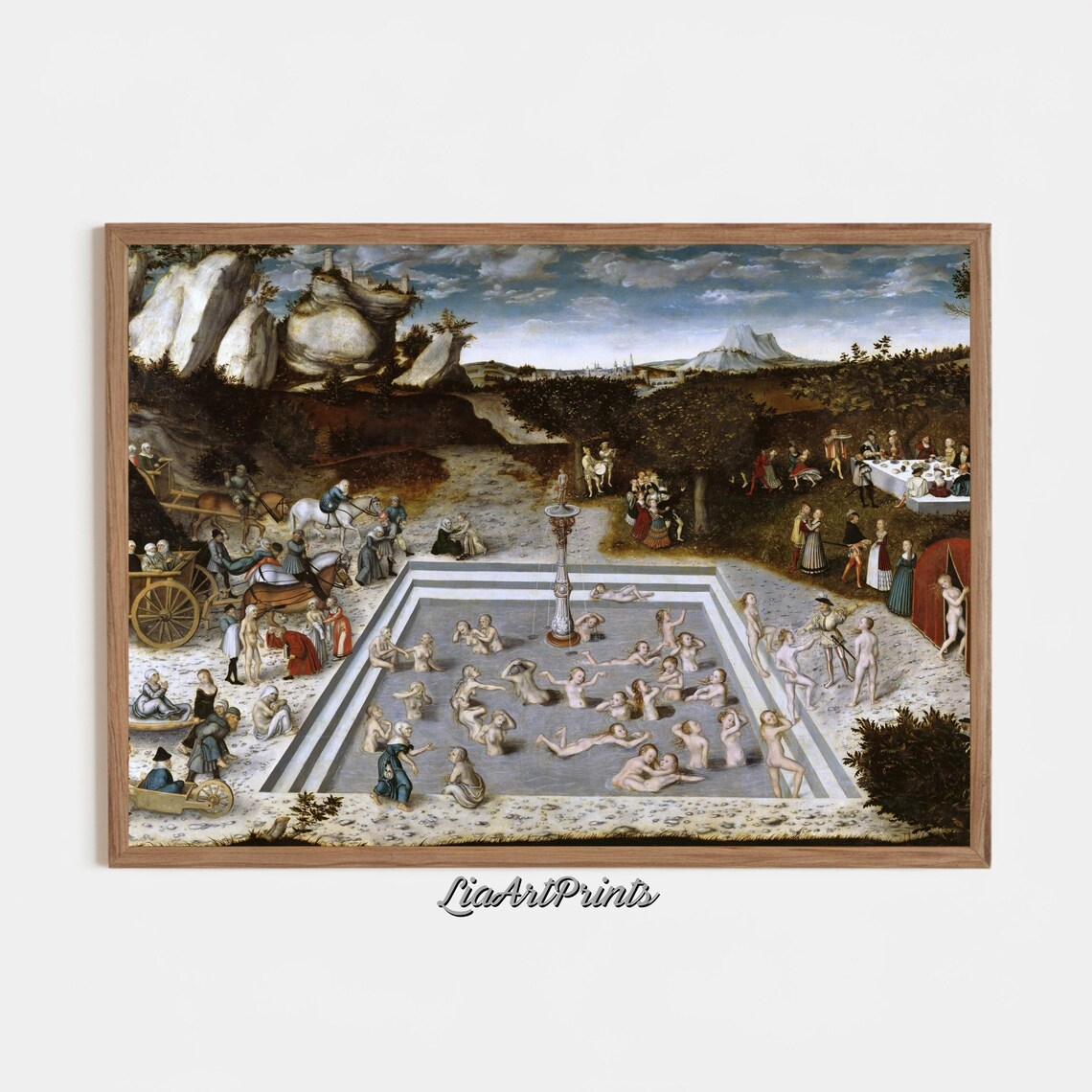 Lucas Cranach Fountain Of Youth Bathers Vintage Renaissance Poster - Image 3