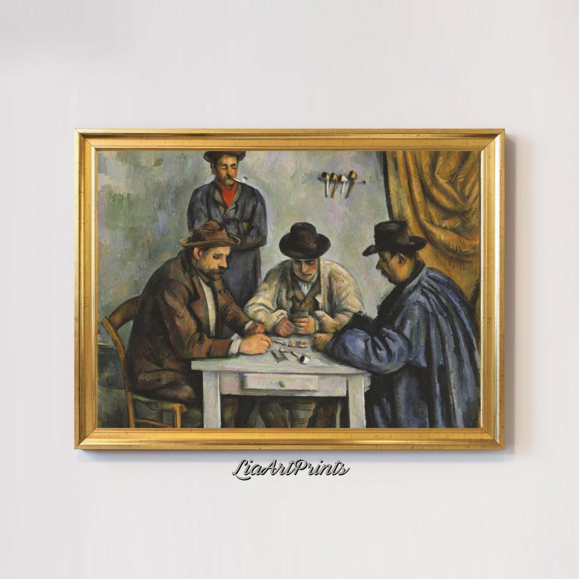 Paul Cezanne The Card Players Four Figures Pipe Smoke Scene Poster - Image 2