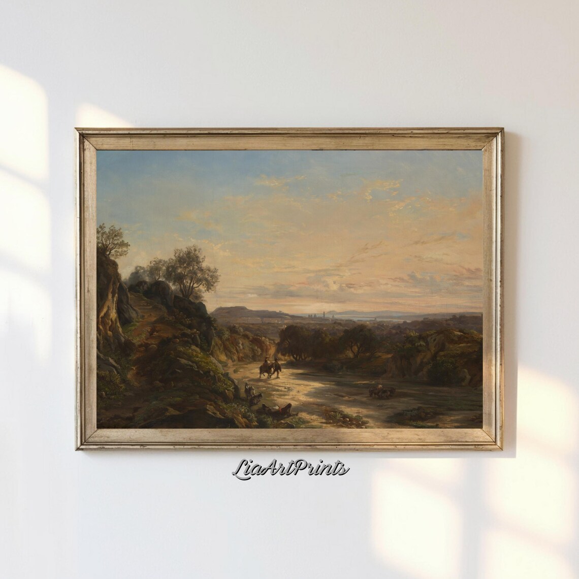 Serene Countryside At Sunset, Rustic Landscape Art