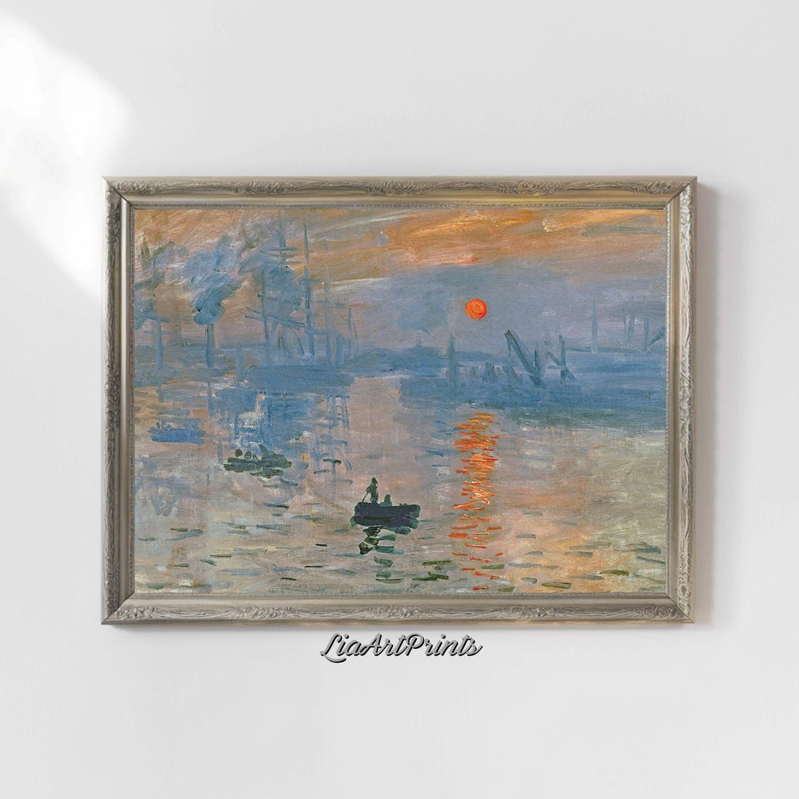 Monet Inspired Sunrise Over Harbor Impressionist Art Print Tranquil Seascape Decor Atmospheric Wall Art - Image 4