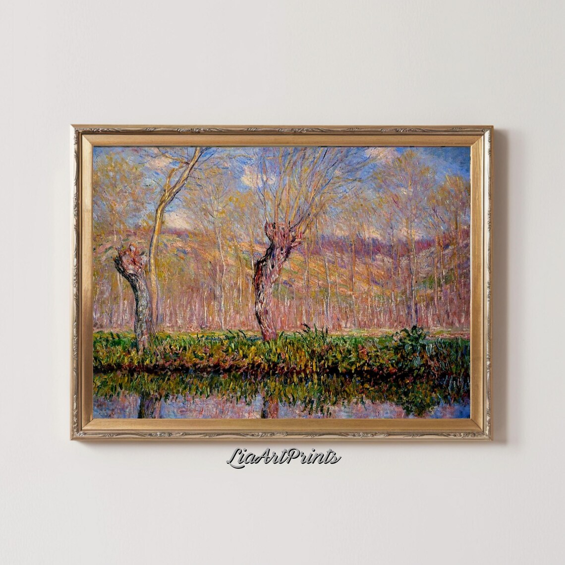 Springtime Riverbank Reflection, Monet-Inspired Landscape - Image 2