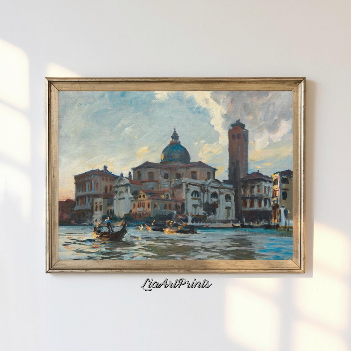 Venetian Grand Canal Church Campanile Gondola Boats Evening Poster