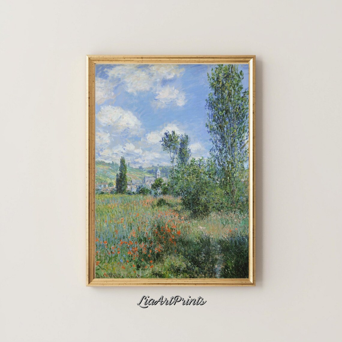 Sunny Impressionist Meadow Scene, Monet Inspired Art - Image 4