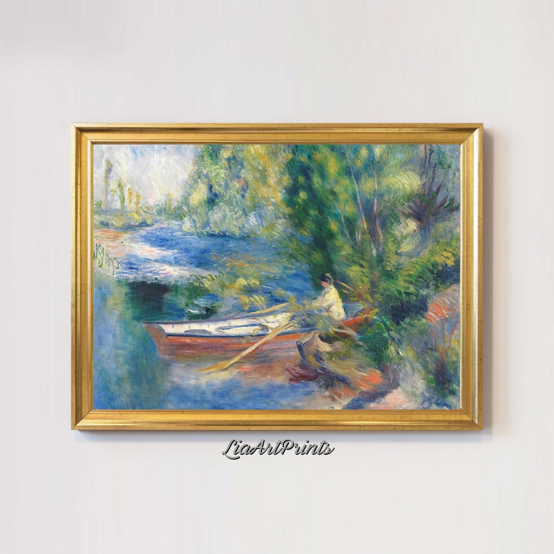 Impressionist Rowboat Scene Serene Riverside Art Nature Inspired Wall Decor - Image 2