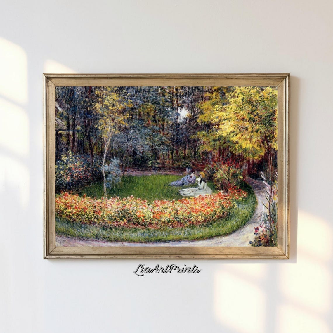 Claude Monet Inspired Impressionist Garden Scene Relaxing Outdoor Artwork Colorful Nature Wall Art Print