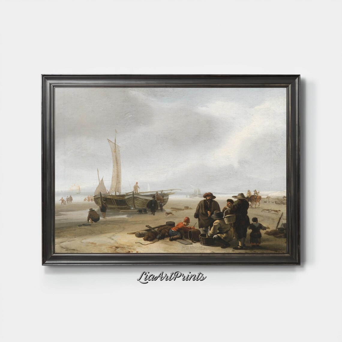 Beach Fishermen Unloading Boats Vintage Dutch Coastal Scene Poster - Image 3