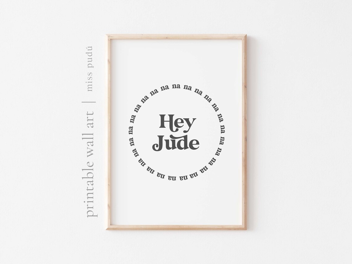 Hey Jude Minimalist Song Poster Na Na Na Circular Typography Beatles Tribute