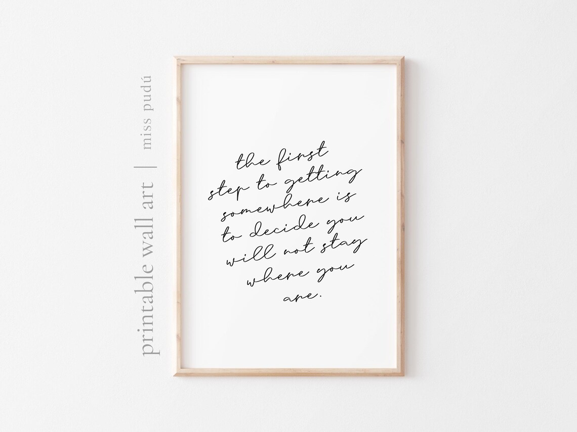 First Step Motivational Quote Poster Script Lettering Change Wall Decor Gift - Image 2