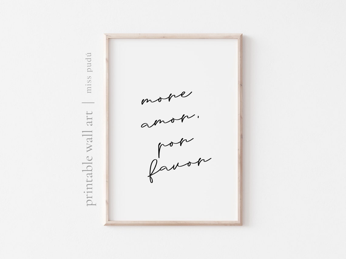 More Amor Por Favor Spanish Love Script Quote Wall Art Decor