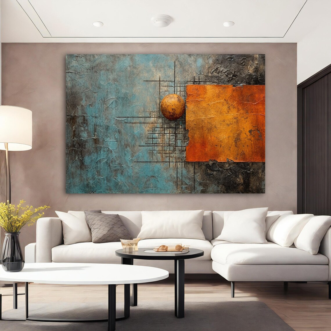 Orange And Blue Abstract Print Abstract Art Orange And Blue Abstract Wall Art Modern Abstract Blue Wall Decor