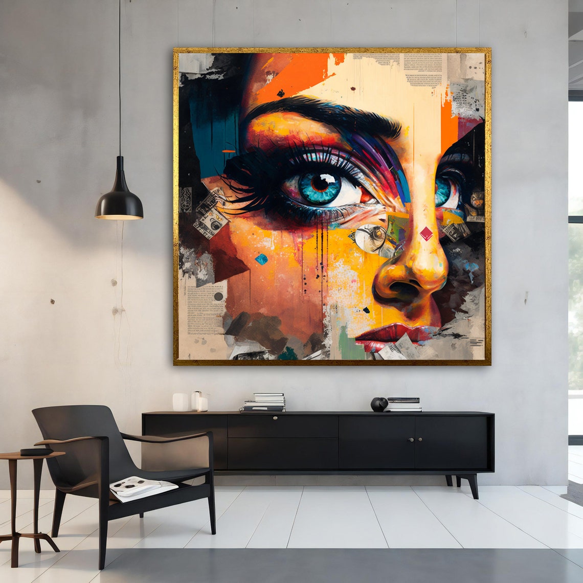 Pop Art Woman Blue Eyes Colorful Street Style Face Art Poster - Image 5