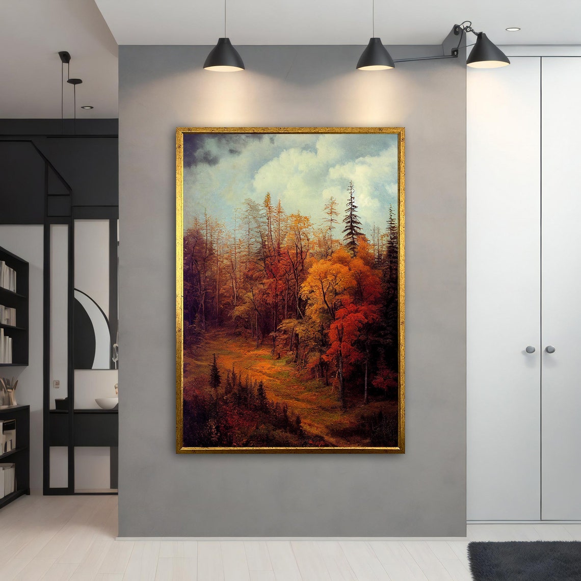 Autumn Forest Golden Foliage Red Orange Trees Landscape Wall Art - Image 5