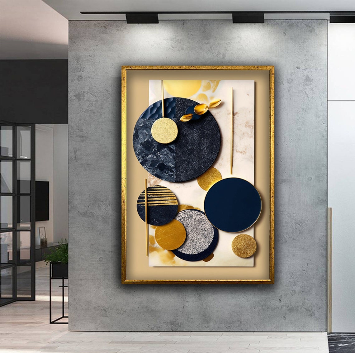 Gold Black Abstract Circles Geometric Modern Luxury Wall Art Poster - Image 2