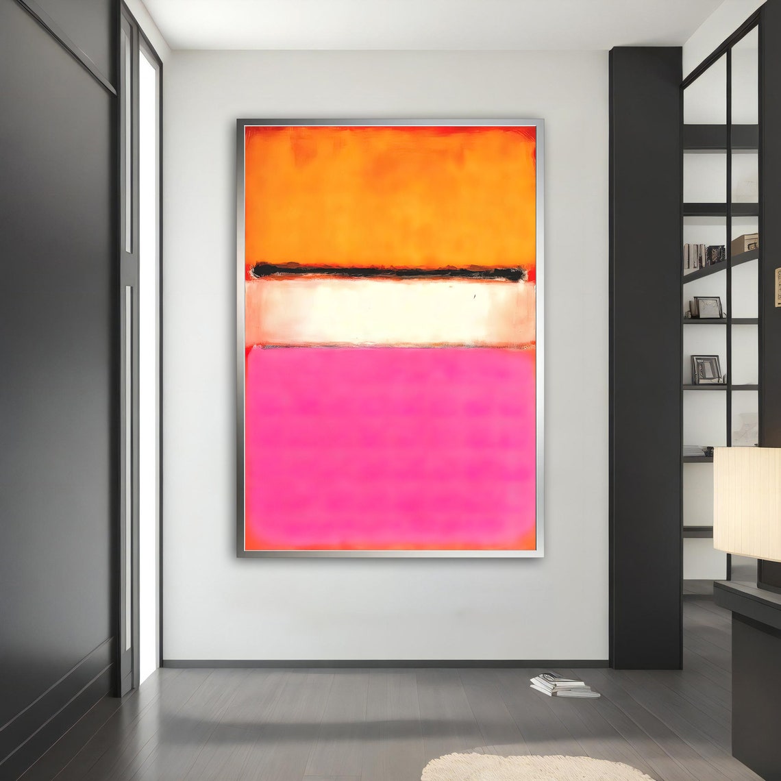 Bright Rothko Style Orange White Hot Pink Color Field Art Poster - Image 4