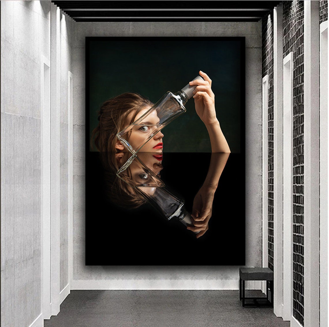 Woman Holding A Bottle Art Blonde Woman Print Woman Painting Woman Portrait Art Beatiful Girl Modern Art - Image 3