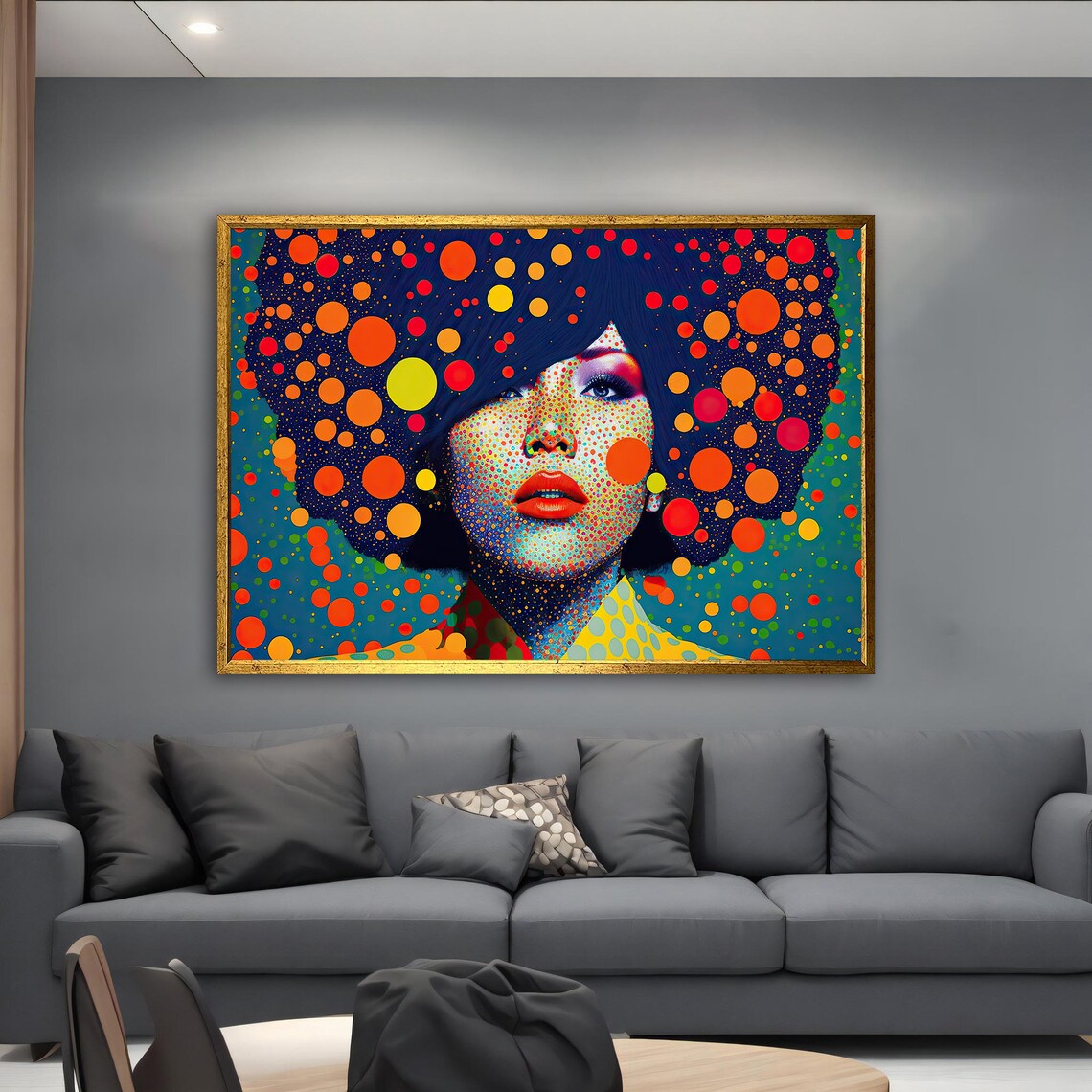 Colorful Woman Art Woman Portrait Wall Art Women Red Lip Print Abstract Girl Face Modern Wall Decor
