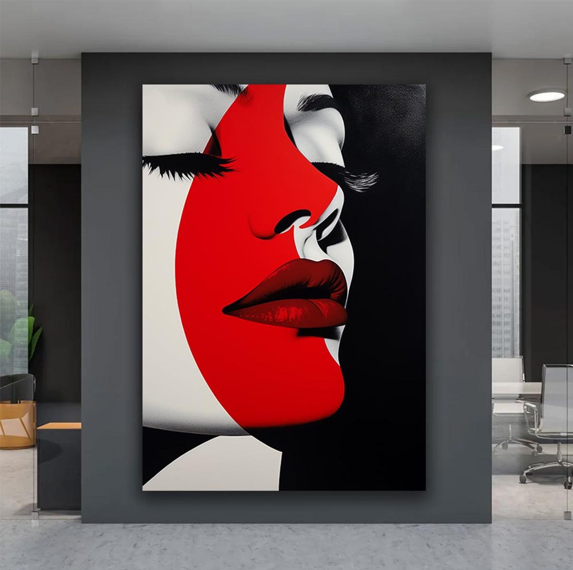 Beautiful Woman Print Woman With Red Painted Face Wall Art Portrait Of Girl Art Abstract Woman Art Print Gifts For Friend
