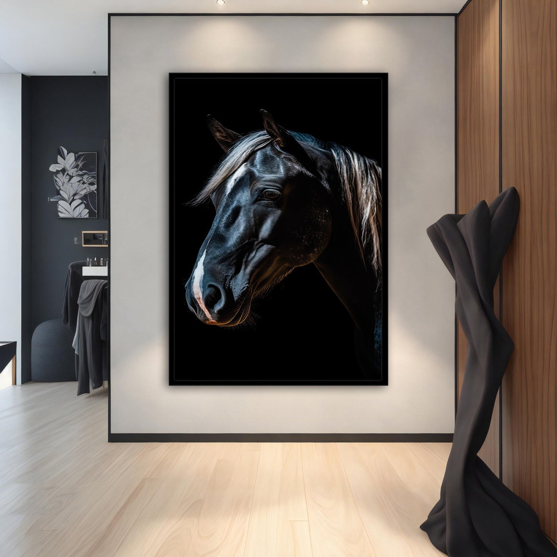 Horse Painting Black Horse Poster Horse Wall Art Horse Art Home Decor Animal Wall Decor Horse Lover Gift Farmhouse Wall Art - Image 2