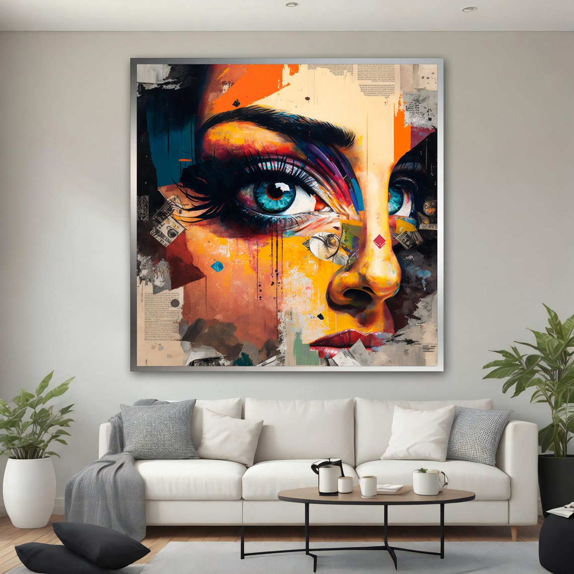 Pop Art Woman Blue Eyes Colorful Street Style Face Art Poster - Image 2