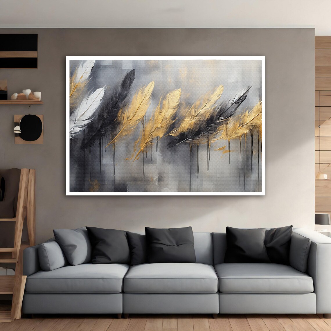 Feather Abstract Feather, Black And Gold Poster - Image 5