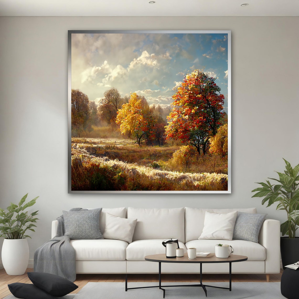 Autumn Landscape Golden Trees Sunlit Meadow Fall Colors Art Poster - Image 4