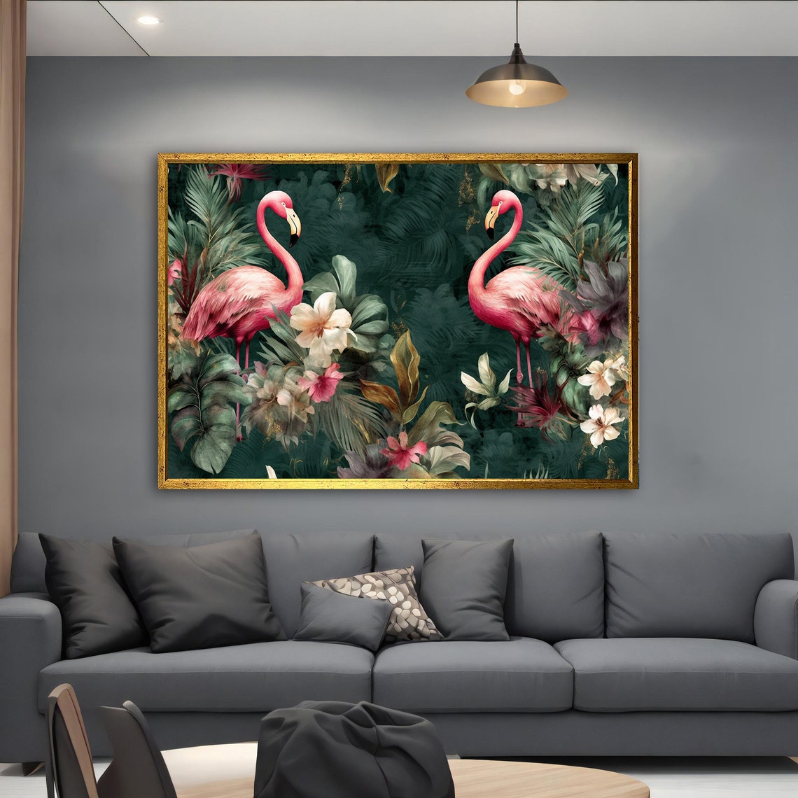Pink Flamingos Among Tropical Flowers Lush Jungle Wall Art Poster - Image 5