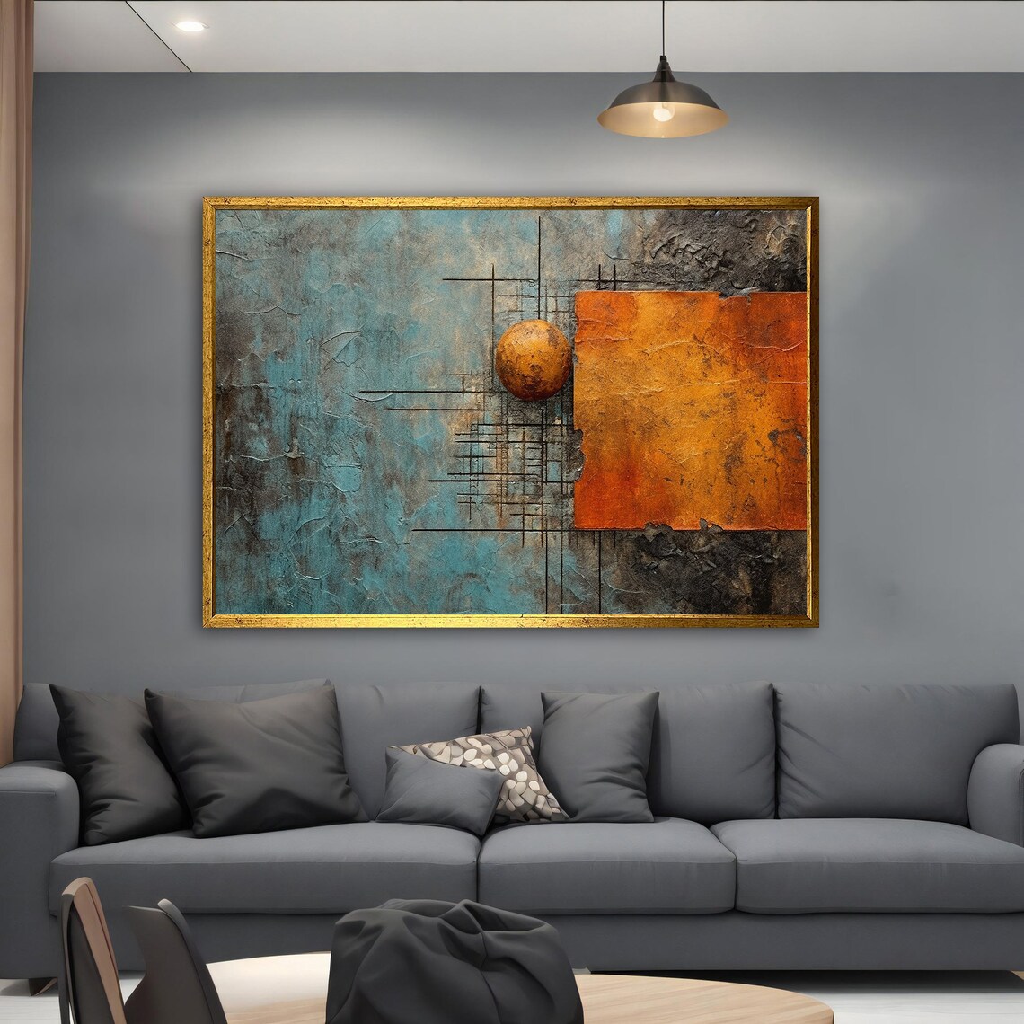 Orange And Blue Abstract Print Abstract Art Orange And Blue Abstract Wall Art Modern Abstract Blue Wall Decor - Image 4